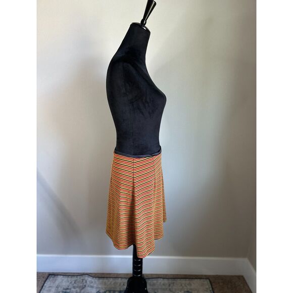 Vintage CYNTHIA ROWLEY x HENRI BENDEL Women's Orange Striped Mini Skirt Size M - Picture 2 of 4